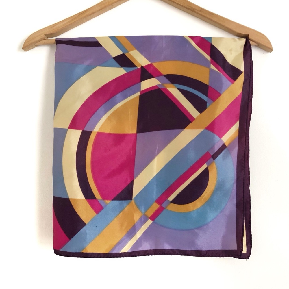Vintage 80s Geometric Colour Block Neck Scarf